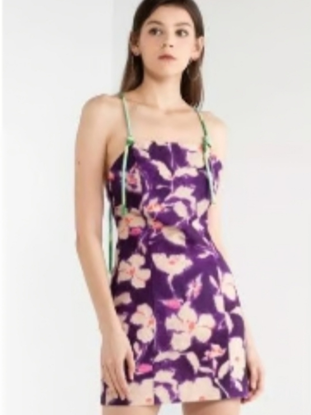 Zara Floral print mini dress with adjustable Cross back straps size XL NWT